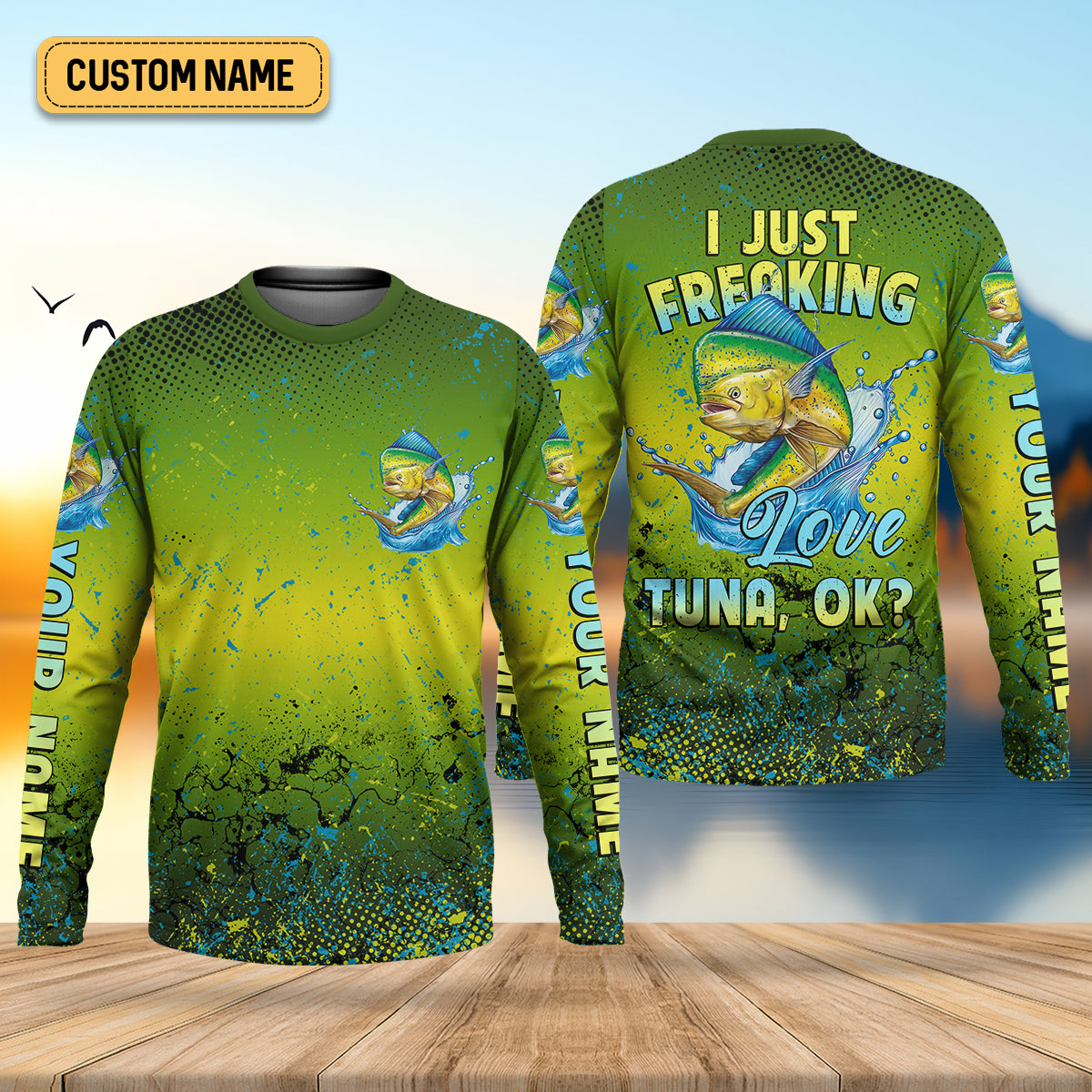 I Just Freaking Love Tuna Custom Name Fishing UPF Shirts, Gift For Fisherman, Men's Fishing Shirt