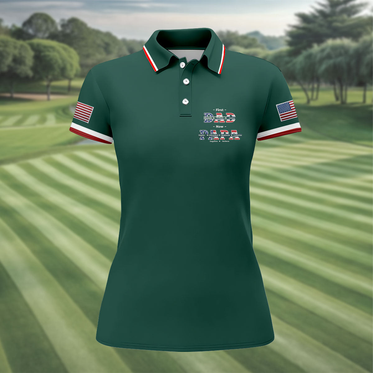 Green First Dad Now Grandpa Golf Polo Shirt, Ladies Golf Shirts, Golf Tops For Women