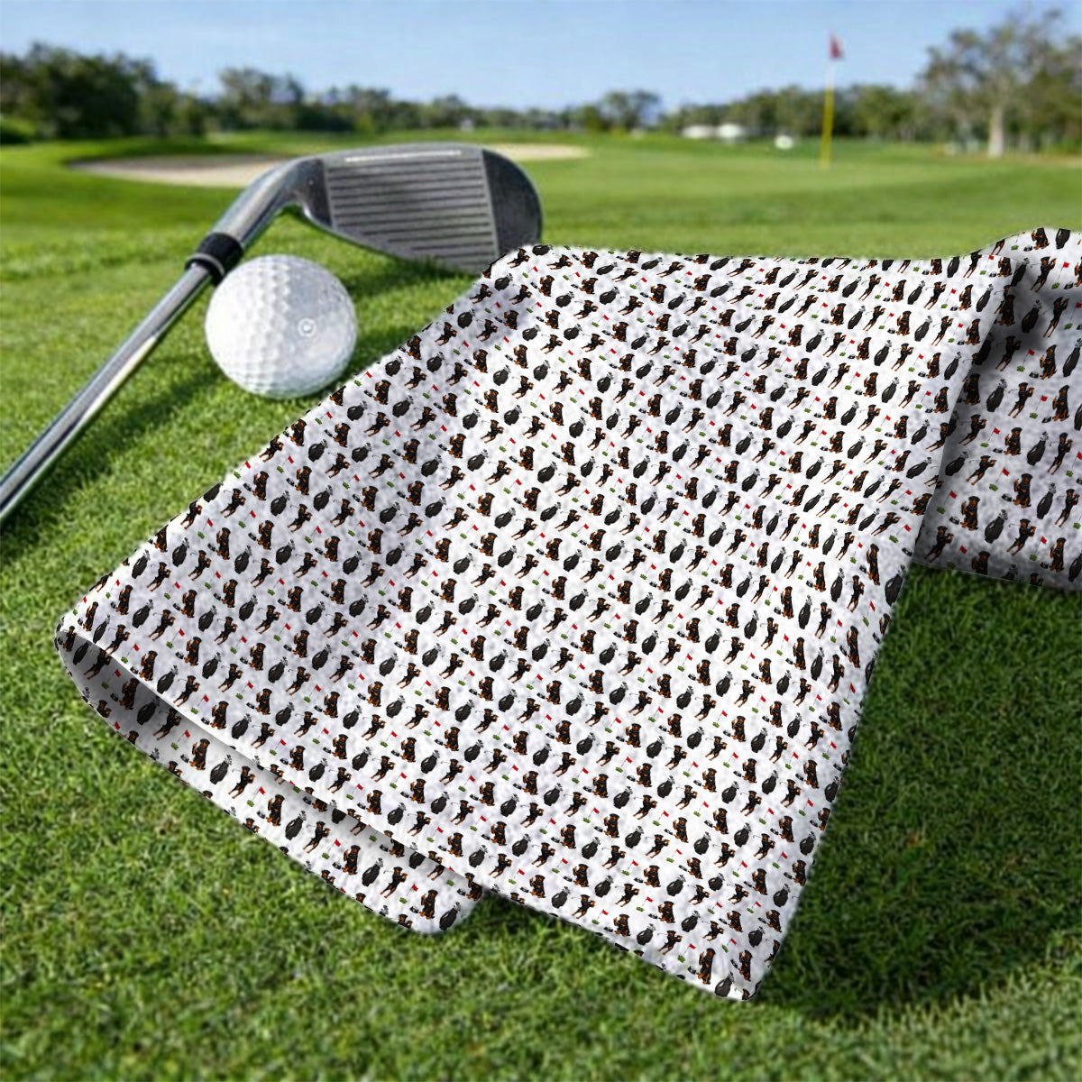Funny Rottweiler Golf Towels, Rottweiler Pattern Golf Towel, Dog Dad Golf Shirt
