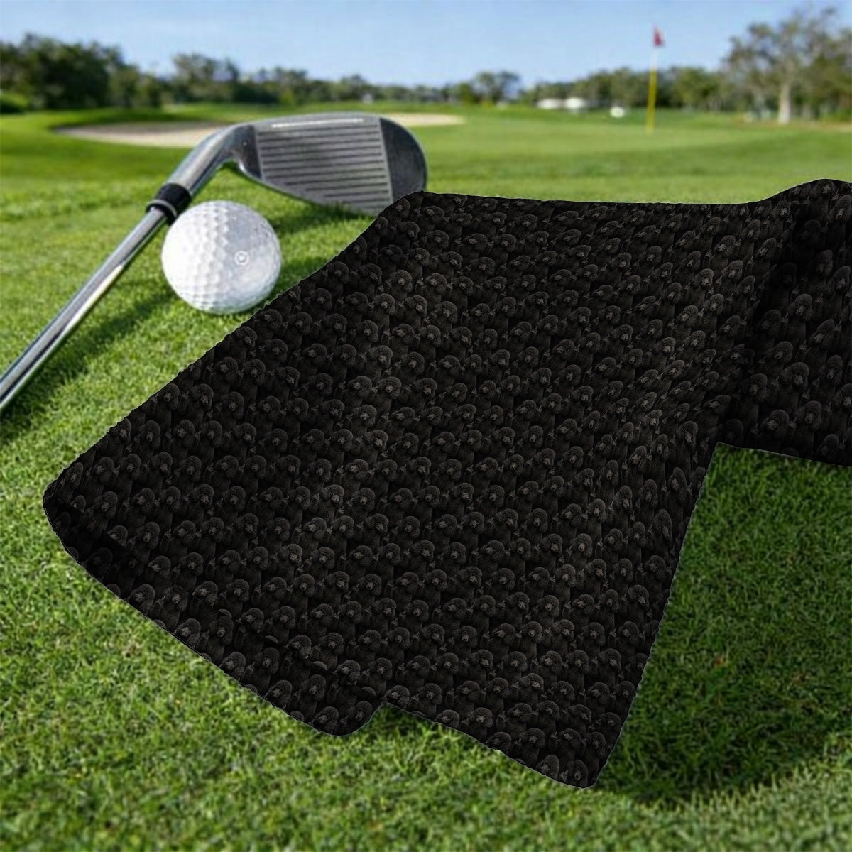 Black Poodle Pattern Golf Towels, Crazy Poodle Golf Towel, Golf Gift For Golfer