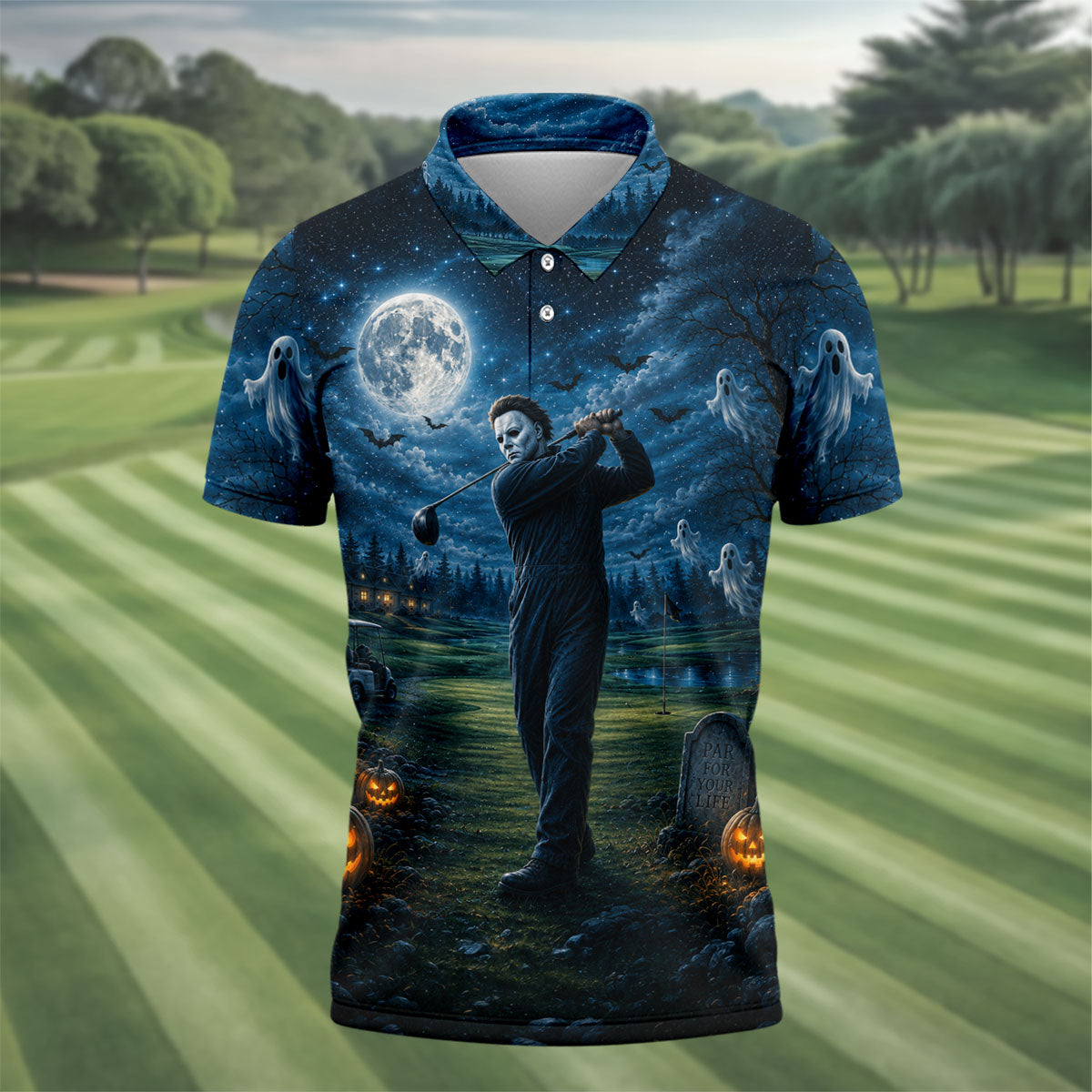 You Can't Kill The Bogeyman Halloween Ghost Polo Shirt, Mens Golf Shirts, Mens Polo Shirts