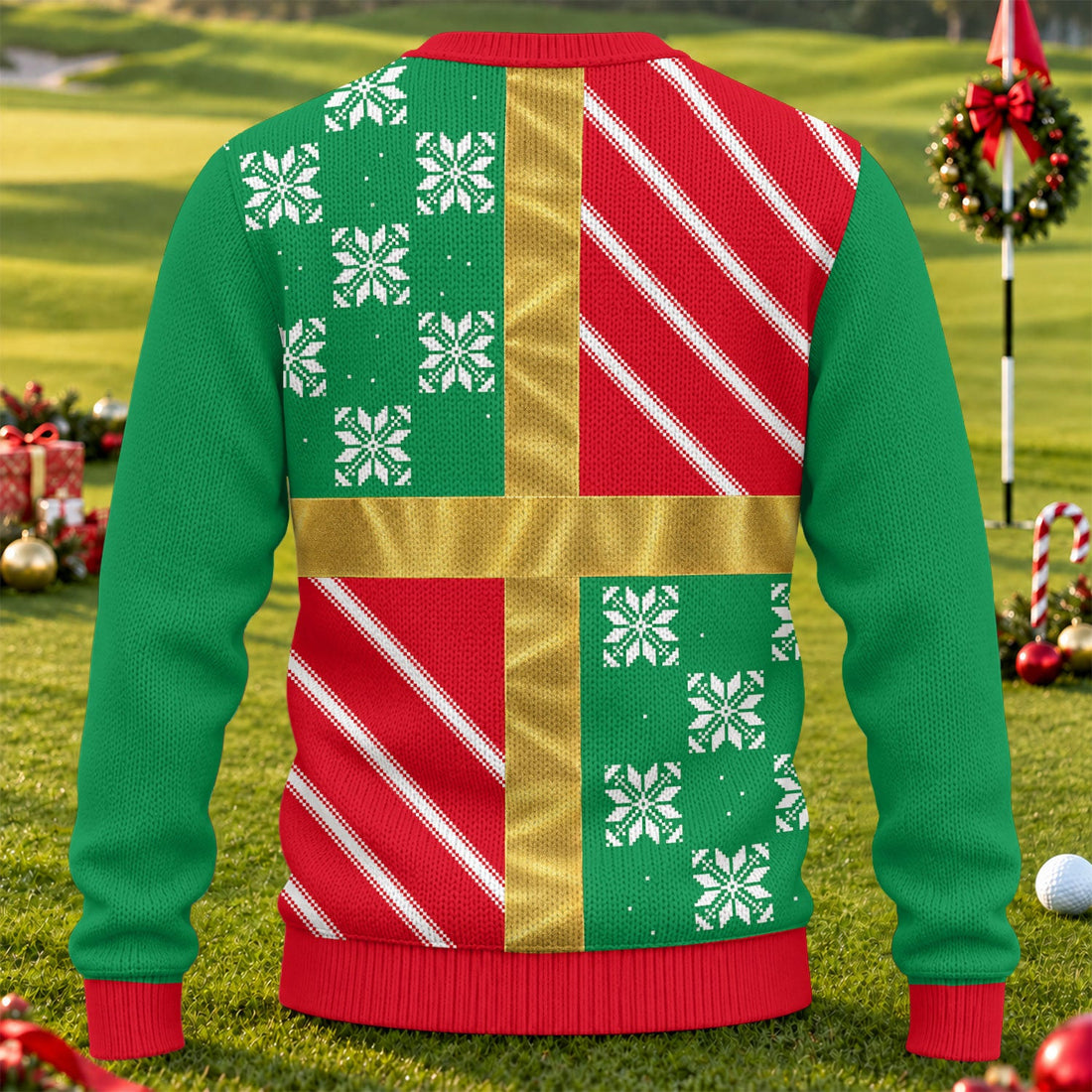 Gold Bow Gift Wrap Ugly Christmas Sweater, Funny Christmas Sweaters, Christmas Gifts