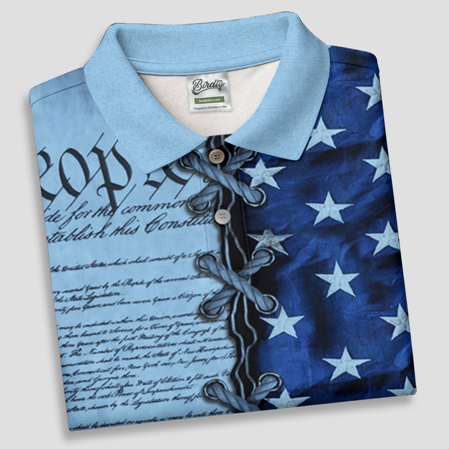 We The People Preamble Patriotic 4th Of July Blue Golf Shirt, 250th Anniversary Women's Golf Tops