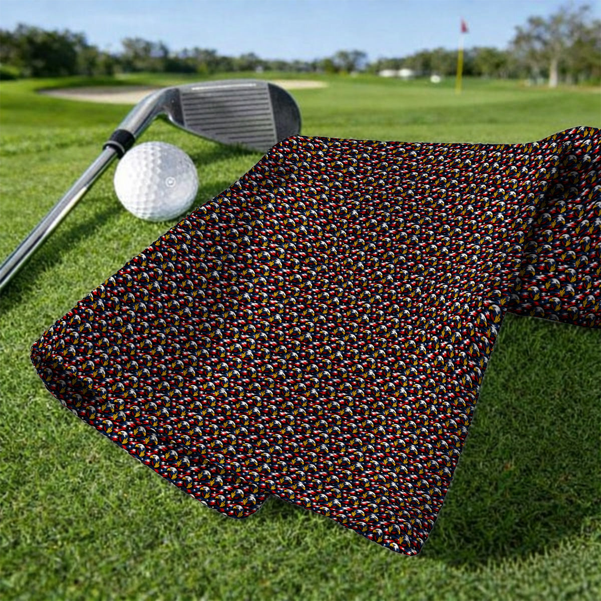 Eagle Middle Finger Golf Towel, USA Patriotic Pattern Golf Towels, Crazy Golf Gift For Golfer