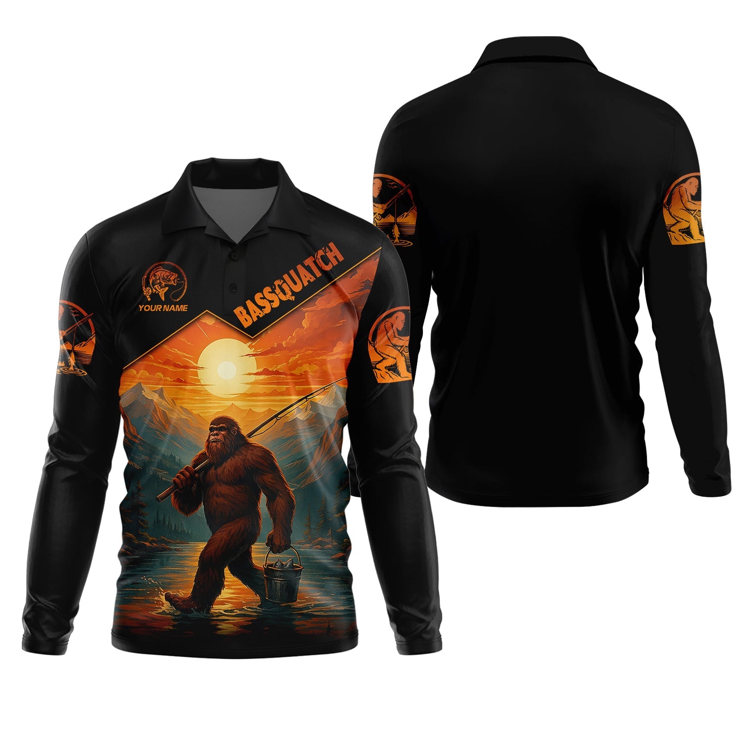 Bassquatch Bigfoot Fishing SPF Long Sleeve Shirts, Fishing Shirts For Men, Funny Fishing Shirt, Fisherman Gift