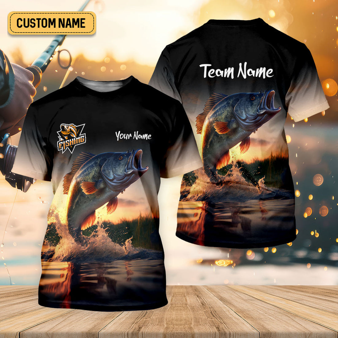 Largemouth Bass Fishing Performance Fishing Shirts, Fishing UPF Shirts, Fishing Shirts For Men