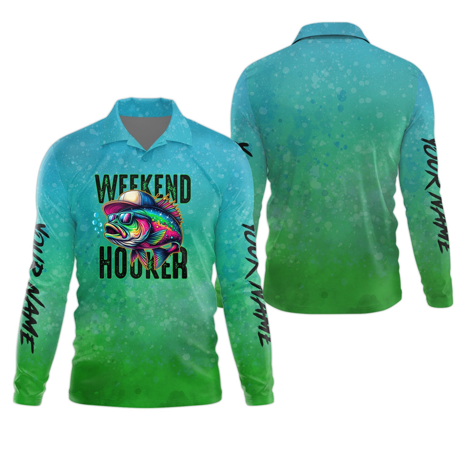 Weekend Hooker Green Fishing Shirt, SPF Shirt For Men, Long Sleeve Sun Shirt, Gift For Fisherman