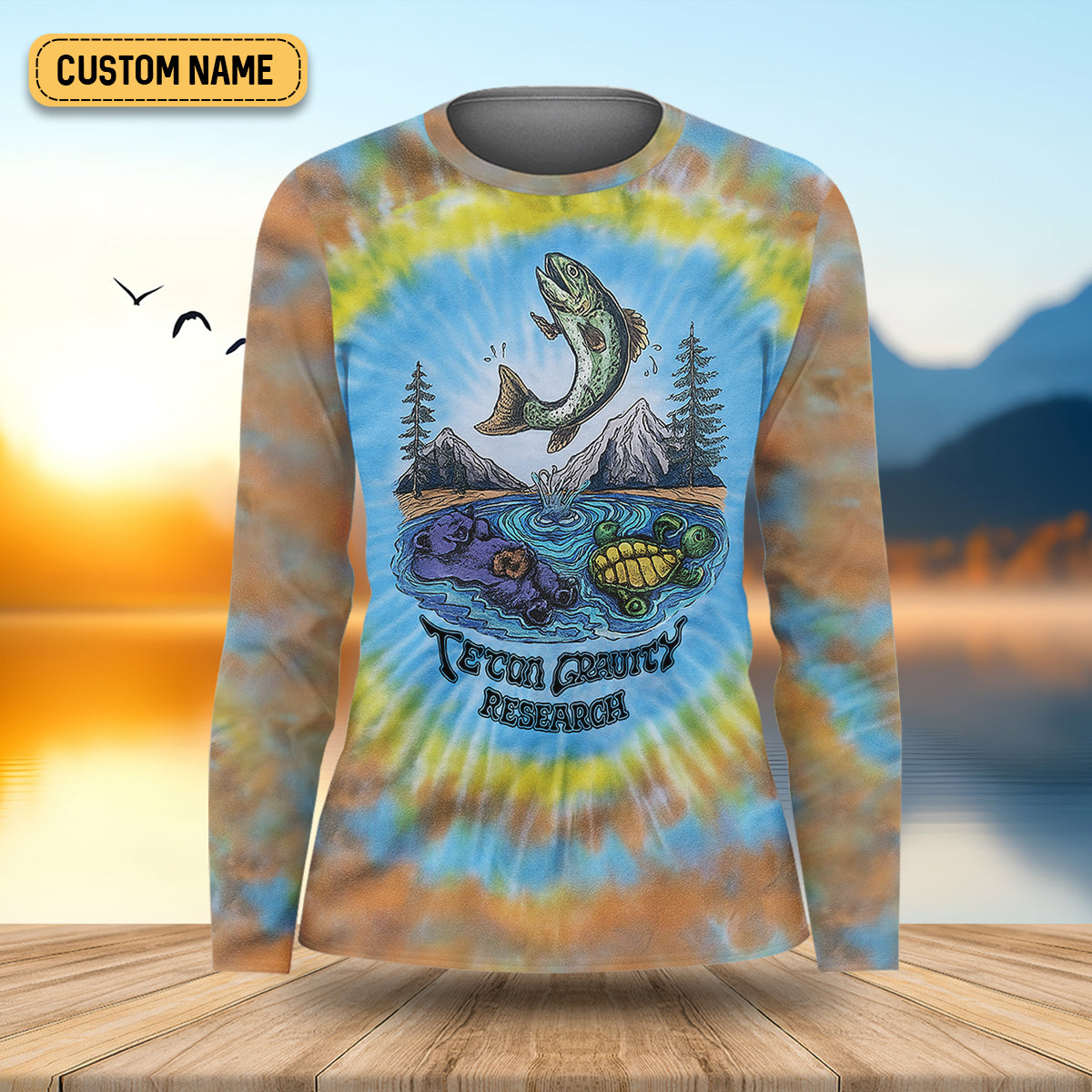 Tie Dyed Pattern Fishing UPF Shirts, Women SPF Shirt, Fishing Shirt For Women, Women Fishing Shirt