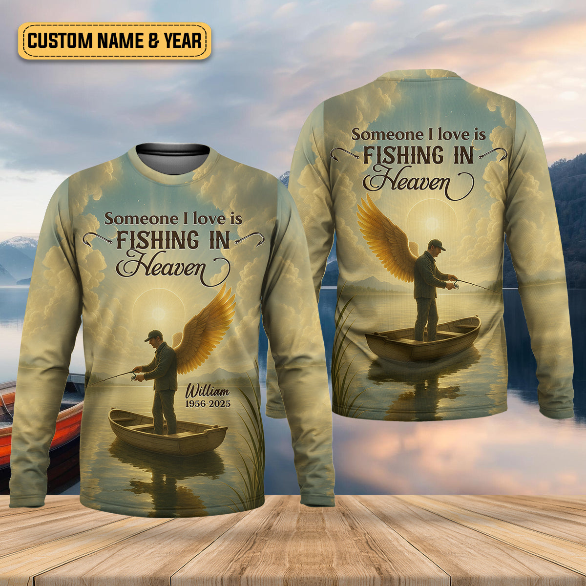 Fishing In Heaven Fishing UPF Shirts, Fishing Memorial Presents For Fishermen, Fishing Shirts For Men