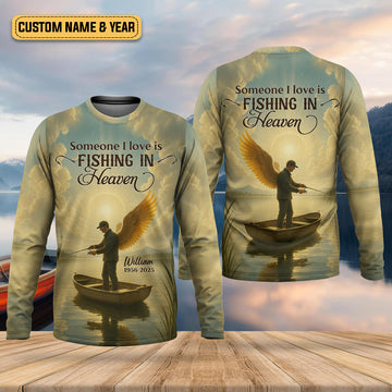 Fishing In Heaven Fishing UPF Shirts, Fishing Memorial Presents For Fishermen, Fishing Shirts For Men