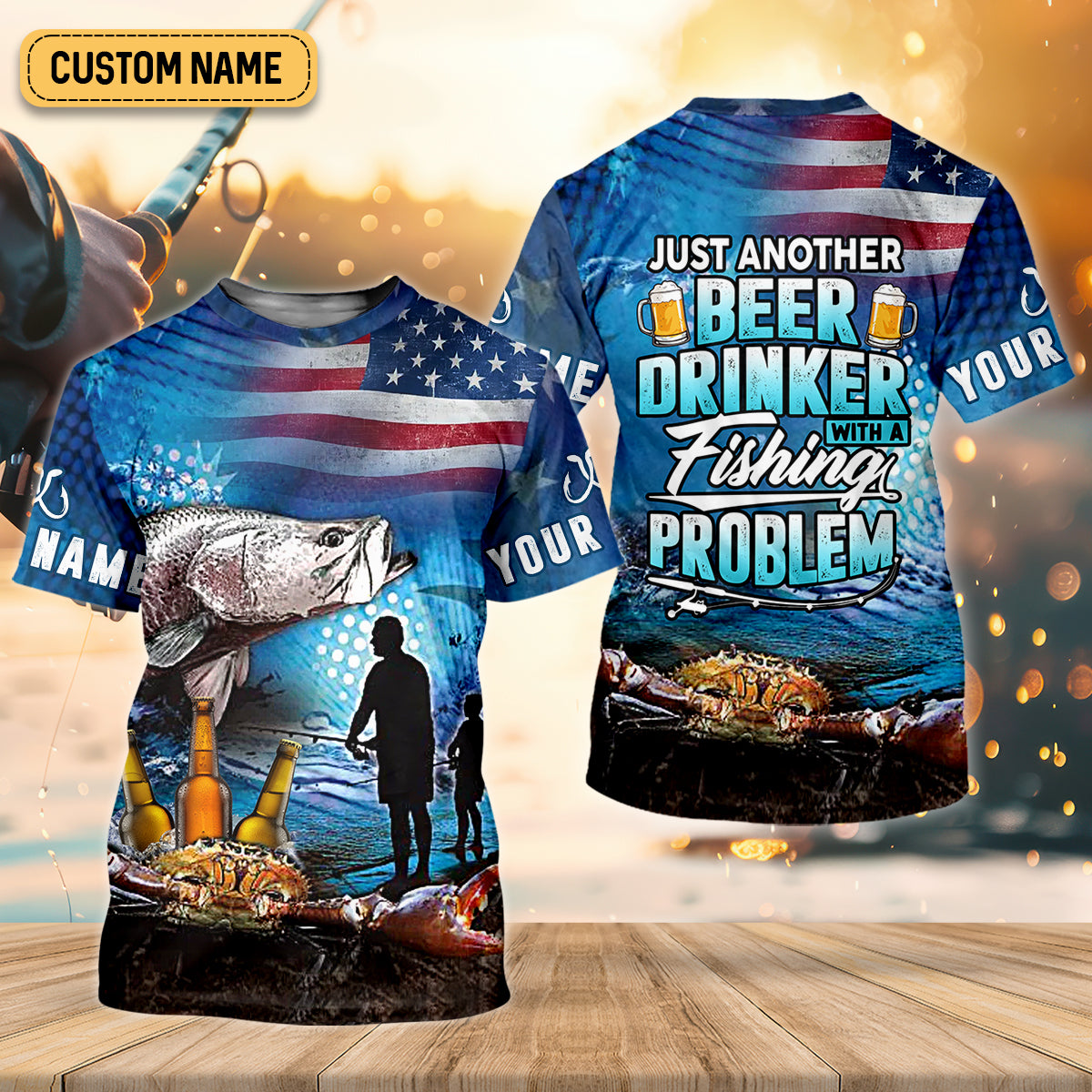 Just Another Beer Drinker With A Fishing Problem UPF Fishing Shirt, Men's Fishing Shirts, Funny Fisherman Gift