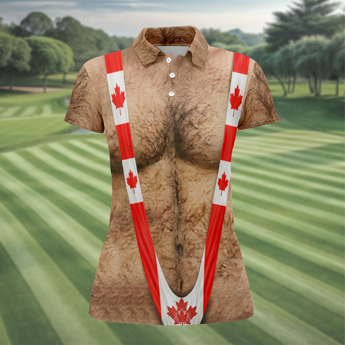Hairy Body Canada Flag Funny Golf Shirt, Patriotic Golf Shirt, 250 Years Golf Shirt For Women