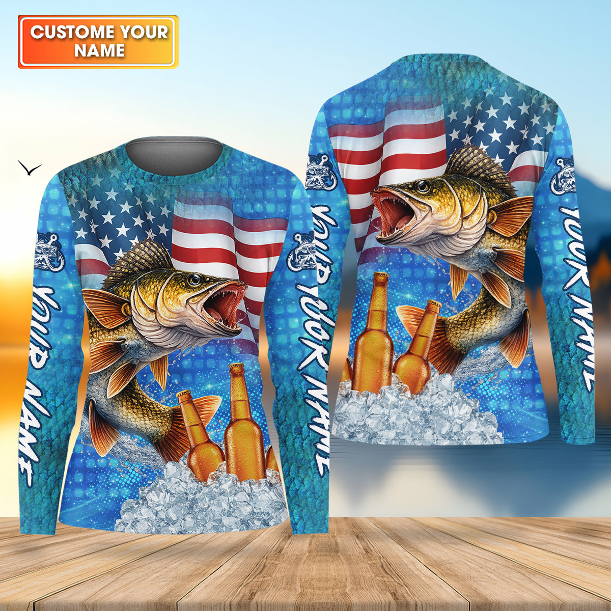 Fishing And Beer Patriotic Fishing Shirt, 250th Anniversary Fishing UPF Shirts, Fishing Shirt For Women