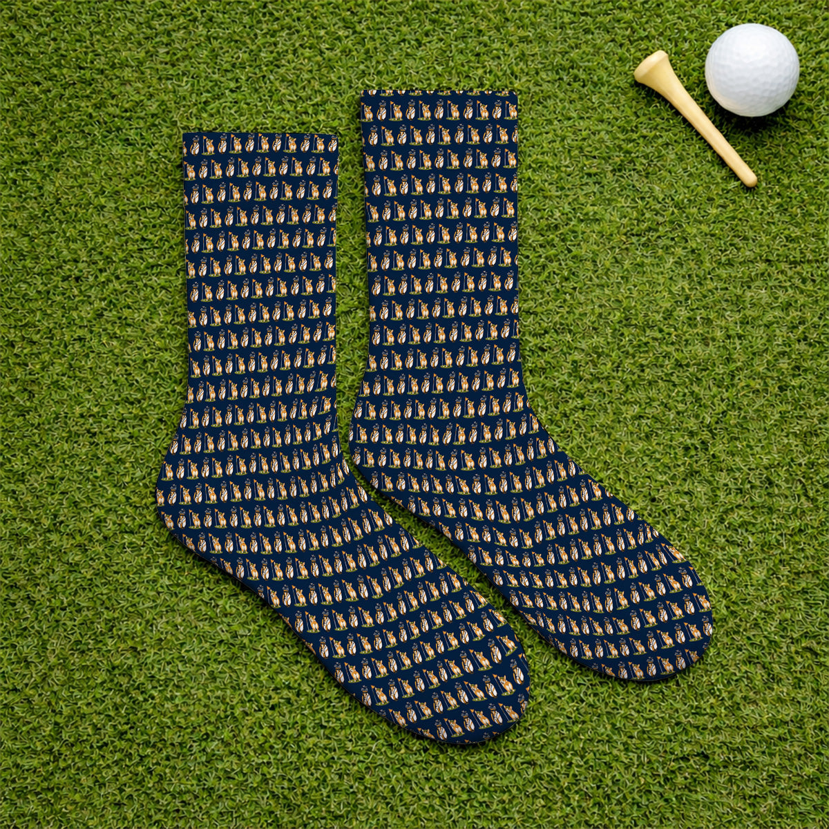 Funny Corgi Golf Socks, Corgi Pattern Golf Sock, Golf Gift For Golfer