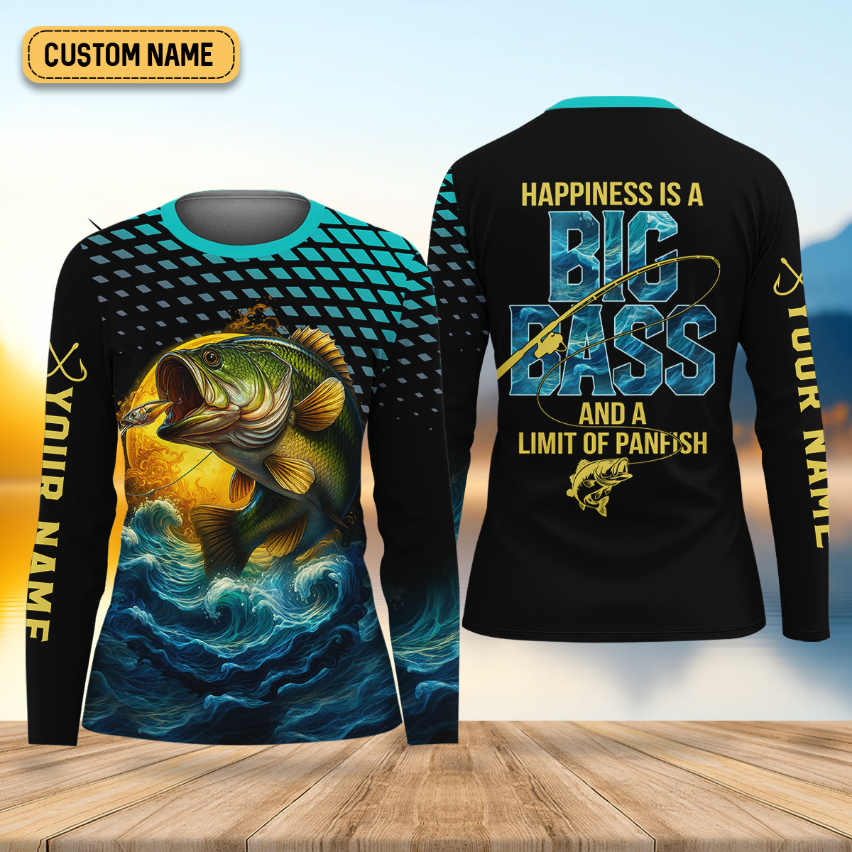 Happiness Is A Big Bass And A Limit Of Panfish Fishing UPF Shirts, Funny Fishing Shirt, Fishing Shirt For Women