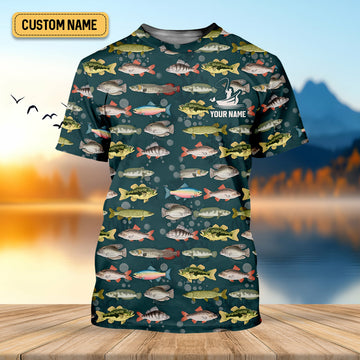 Personalized Freshwater Fish Fishing Shirt With Custom Name, Long Sleeve Fishing Shirt, Fishing Shirt For Men