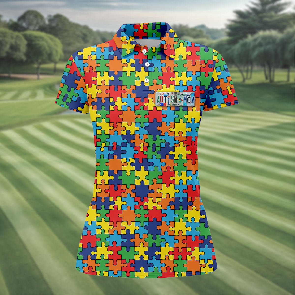 Autism Mom Colorful Puzzles Women's Golf Tops, Golf Shirt For Women, Unique Mother's Day Gifts