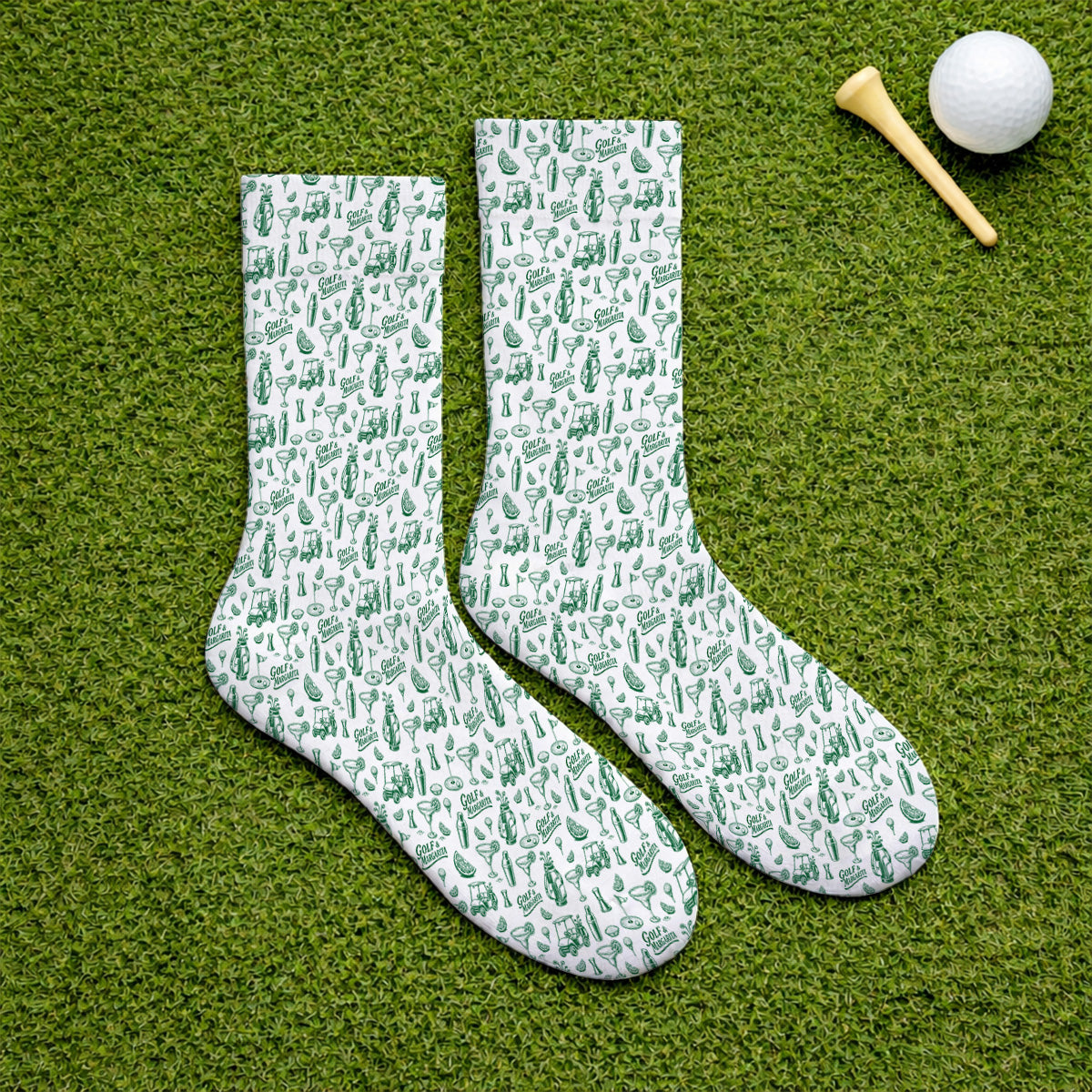Golf & Margarita Pattern Golf Sock, Margarita Lover Golf Socks, Funny Golf Gift For Golfer