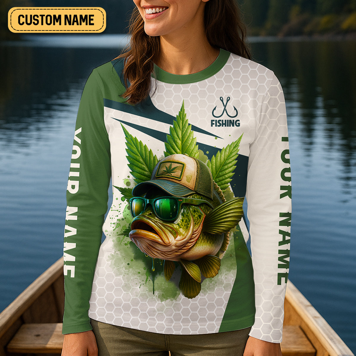 I Just Want To Get High And Go Fishing Largemouth Bass Fishing Women SPF Shirt, Funny Fishing Shirt