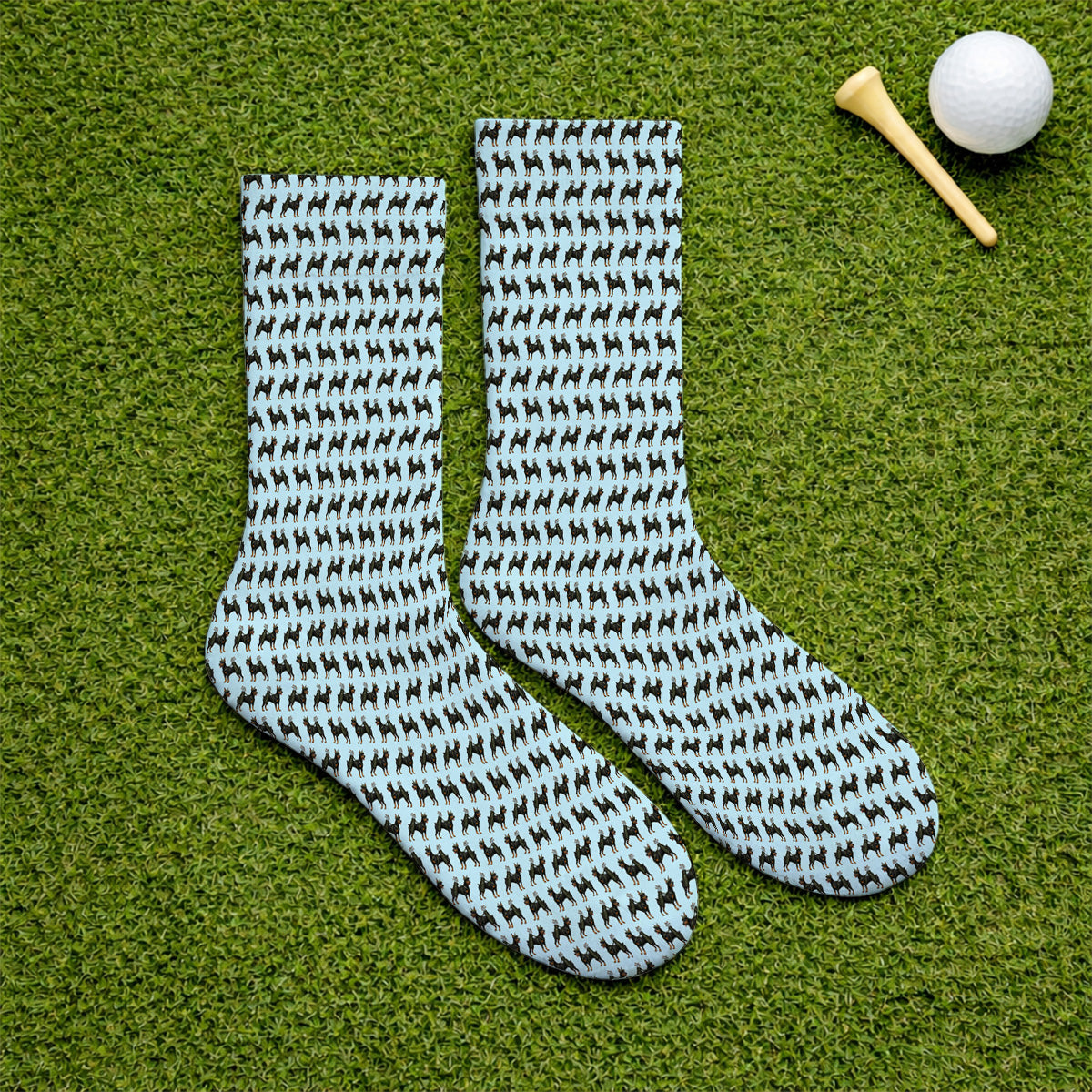 Doberman Golf Socks, Crazy Doberman Pattern Golf Sock, Dog Lover Golf Gift