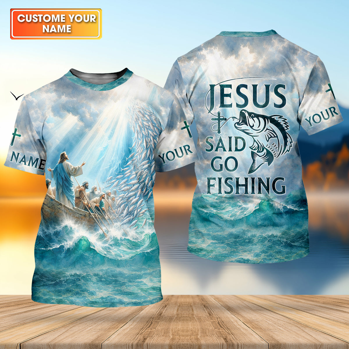 Jesus Said Go Fishing Christian Fishing UPF Shirts, Funny Fishing Shirt, Fishing Shirts For Men