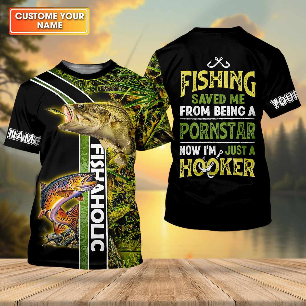 Now I'm Just A Hooker Personalized Fishing Shirt, Fishing UPF Shirts, Funny Fishing Shirt, Fishing Gift for Men