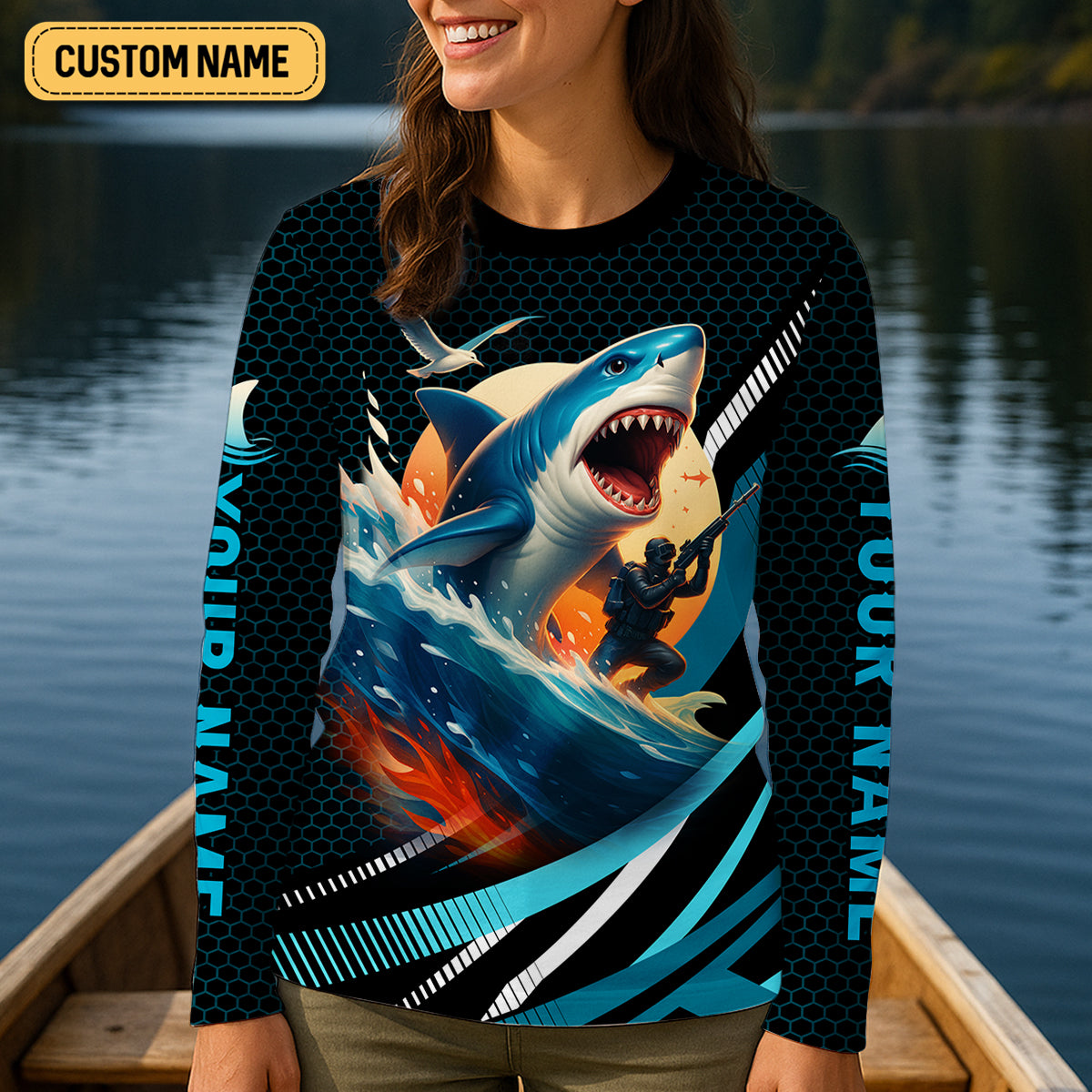Shark Fishing SPF Shirt, Unleash Your Inner Rebel Performance Fishing Shirts, Fishing Shirt For Women