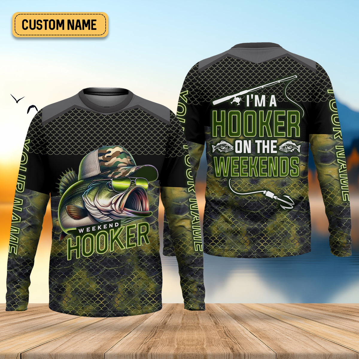 Weekend Hooker Camouflage Fishing Shirts, Fishing UPF Shirts, Men's Fishing Shirts Long Sleeve