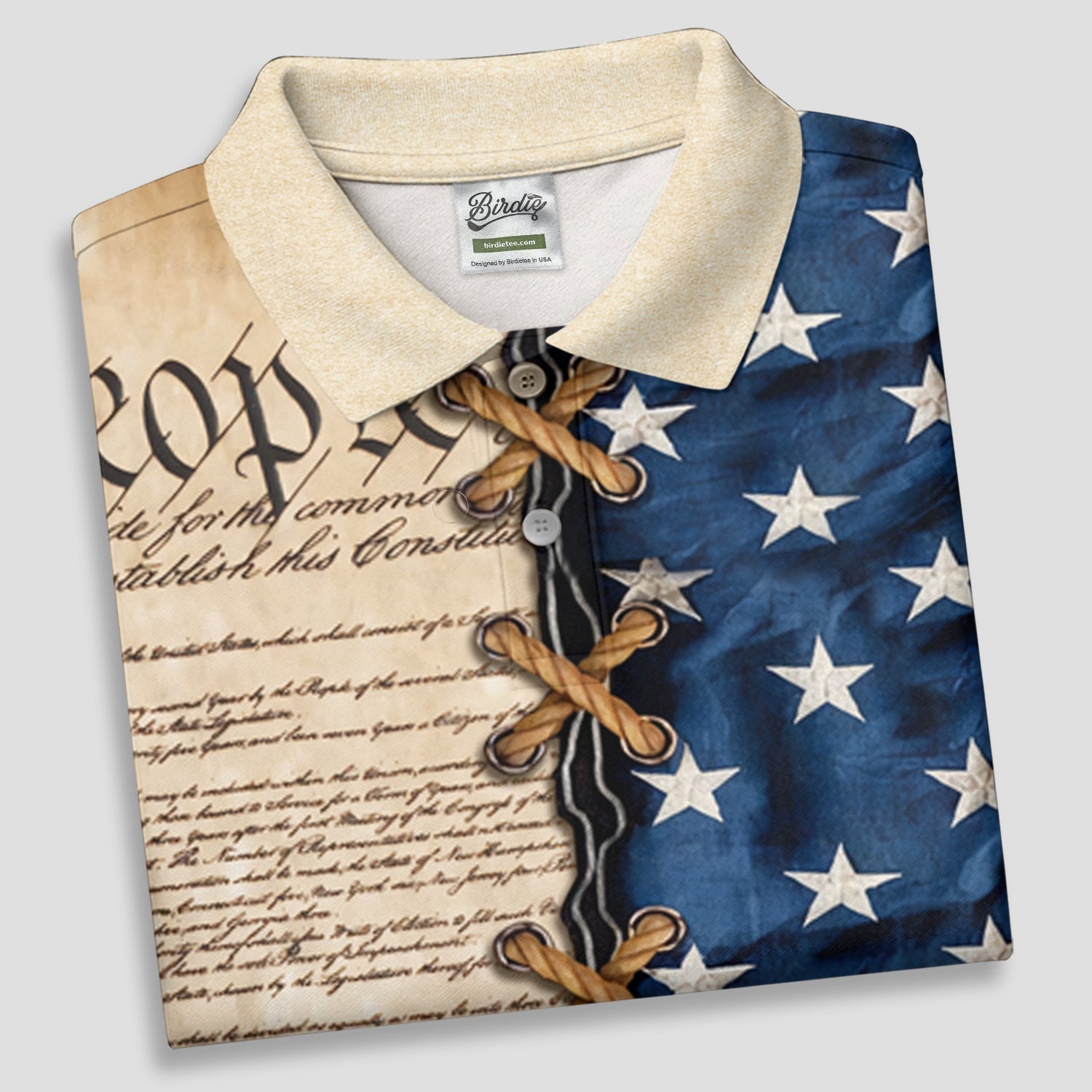 We The People Preamble Patriotic 4th Of July Beige Golf Shirt, 250th Anniversary Women's Golf Tops