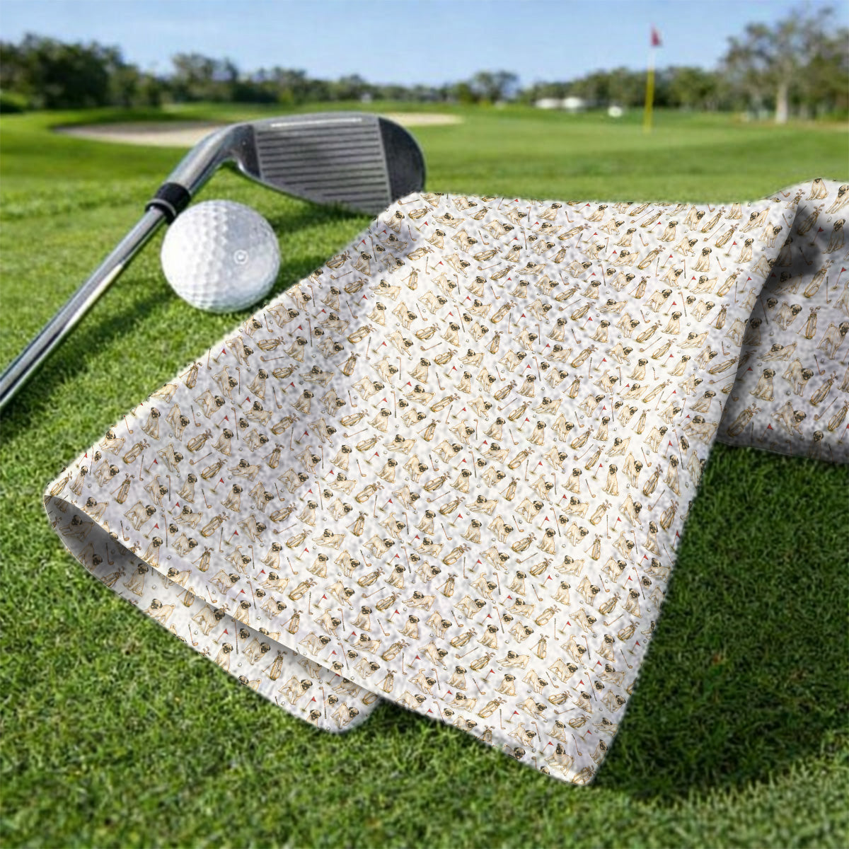Funny Pug Golf Towel, Pug Pattern Golf Towels, Crazy Golf Gift For Golfer