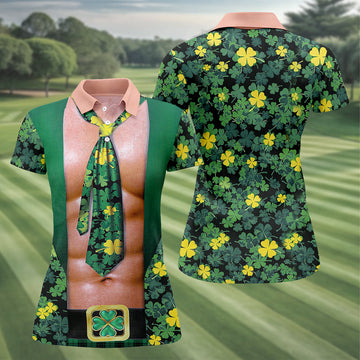Funny St Patrick's Day Shamrock Golf Shirt, Women's Golf Shirts, Ladies Golf Polos, Women's Polo Shirt