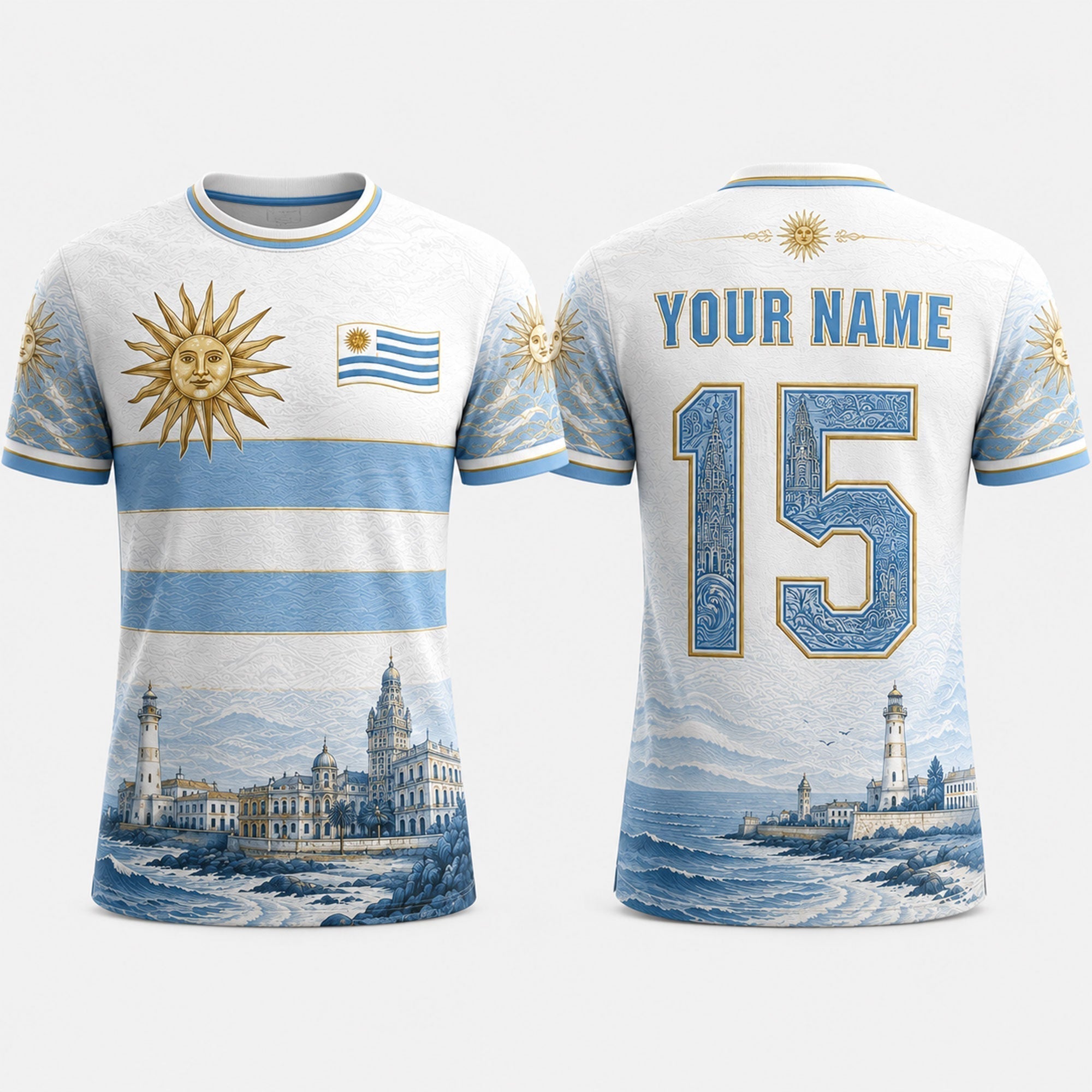 Sol de Mayo Fooball Shirt, Uruguay Flag V-Neck For Men Football Lover, Father's Day Presents