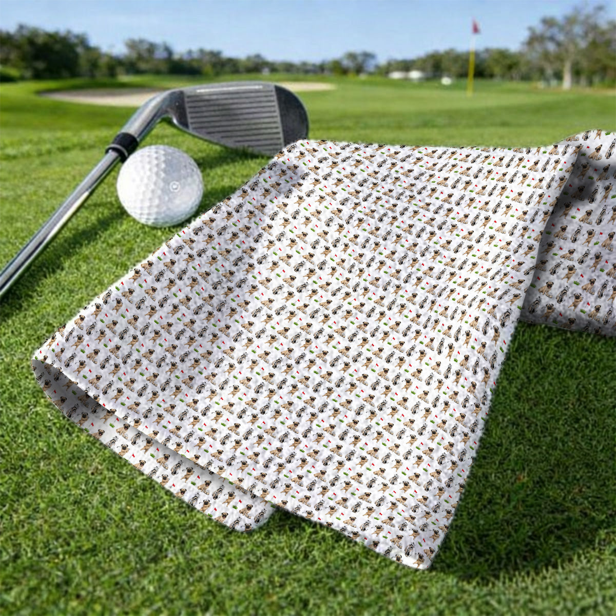 Funny Pug Golf Towel, Pug Pattern Golf Towels, Dog Lover Golf Gift