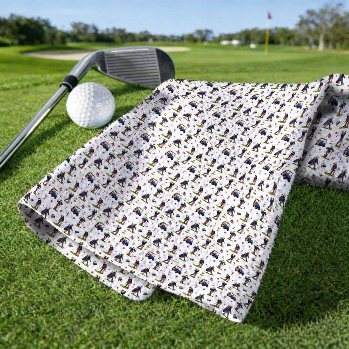 Patriotic Eagle Golf Towel, USA Flag Pattern Golf Towels, Funny Golf Gift For Golfer