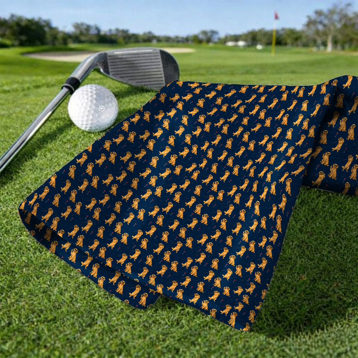 Golden Retriever Fairway Golf Towel, Golf Dog Pattern Towels, Gift For Golden Retriever Owners