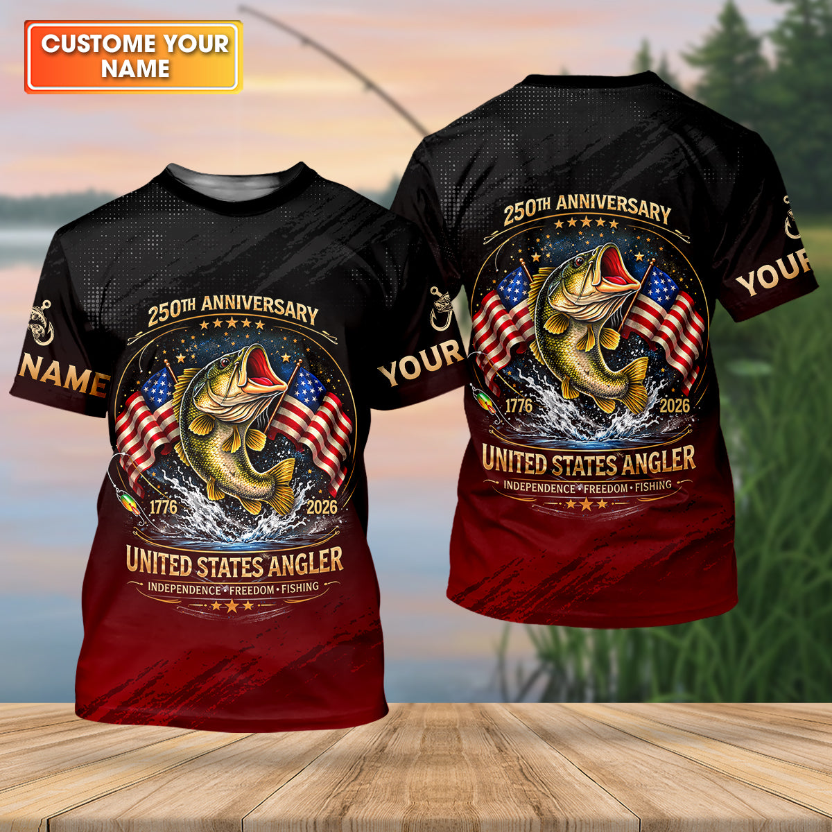 250th Anniversary Independence Freedom Fishing Patriotic Fishing Shirt, Fishing UPF Shirts, Fishing Shirts For Men