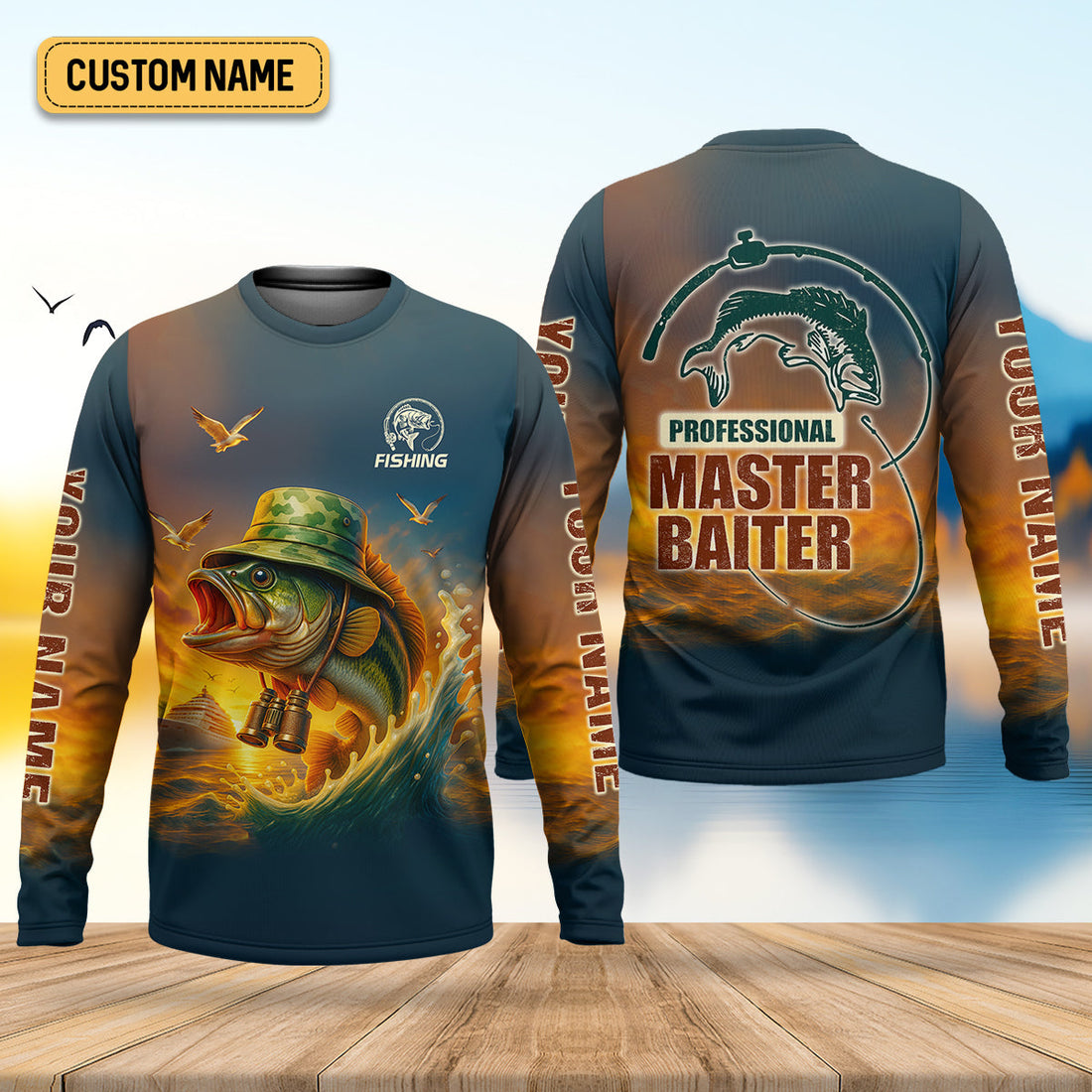 Professional Master Baiter Sunset Fishing UPF Shirts, Fisherman Outfit, Presents For Fishermen