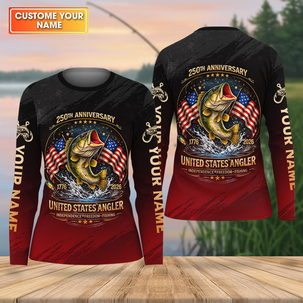 250th Anniversary Independence Freedom Fishing Patriotic Fishing Shirt, Fishing UPF Shirts, Women Fishing Shirt