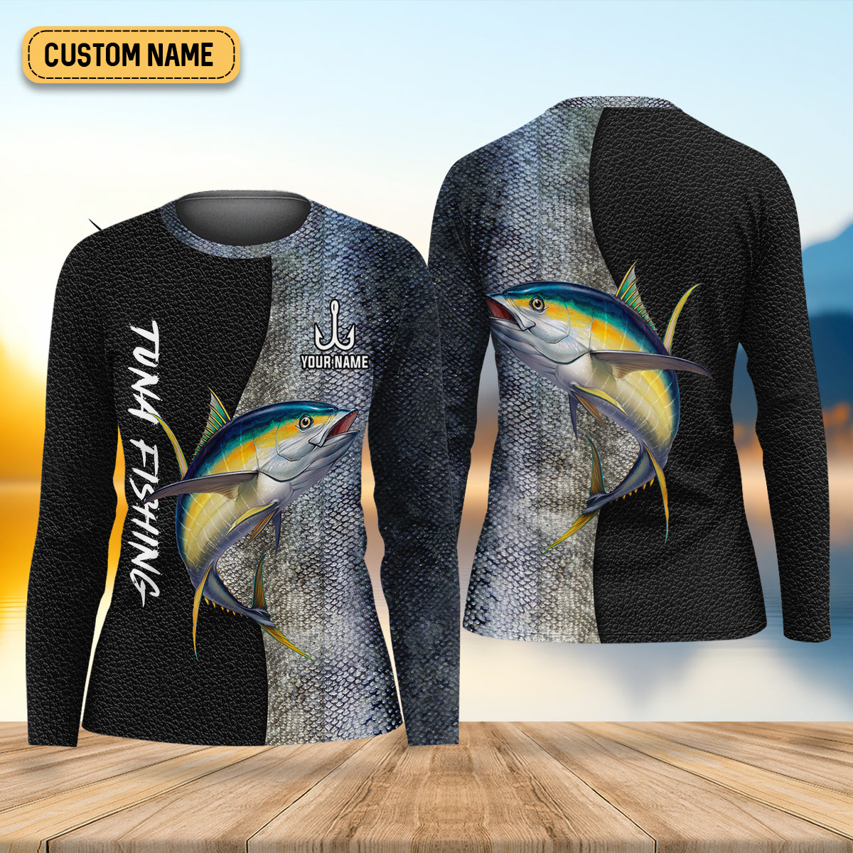Tuna Fishing Saltwater Custom Name UPF Shirts, Tournament Fishing Shirts, Women Fishing Shirt