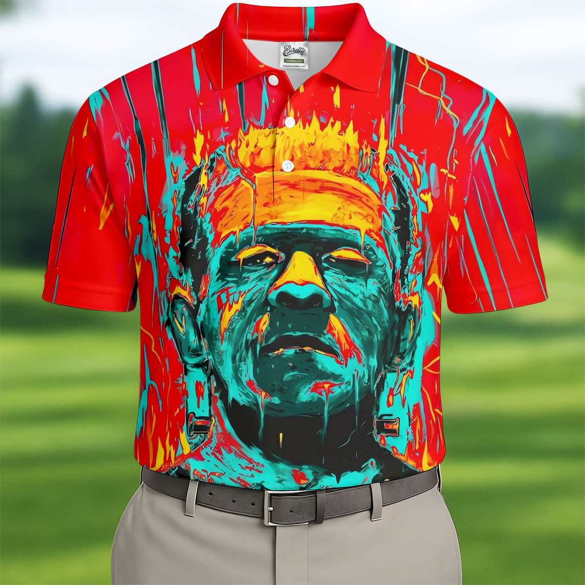 Colorful Horror Character Halloween Polo Shirt, Mens Golf Polo, Golf Shirts For Men