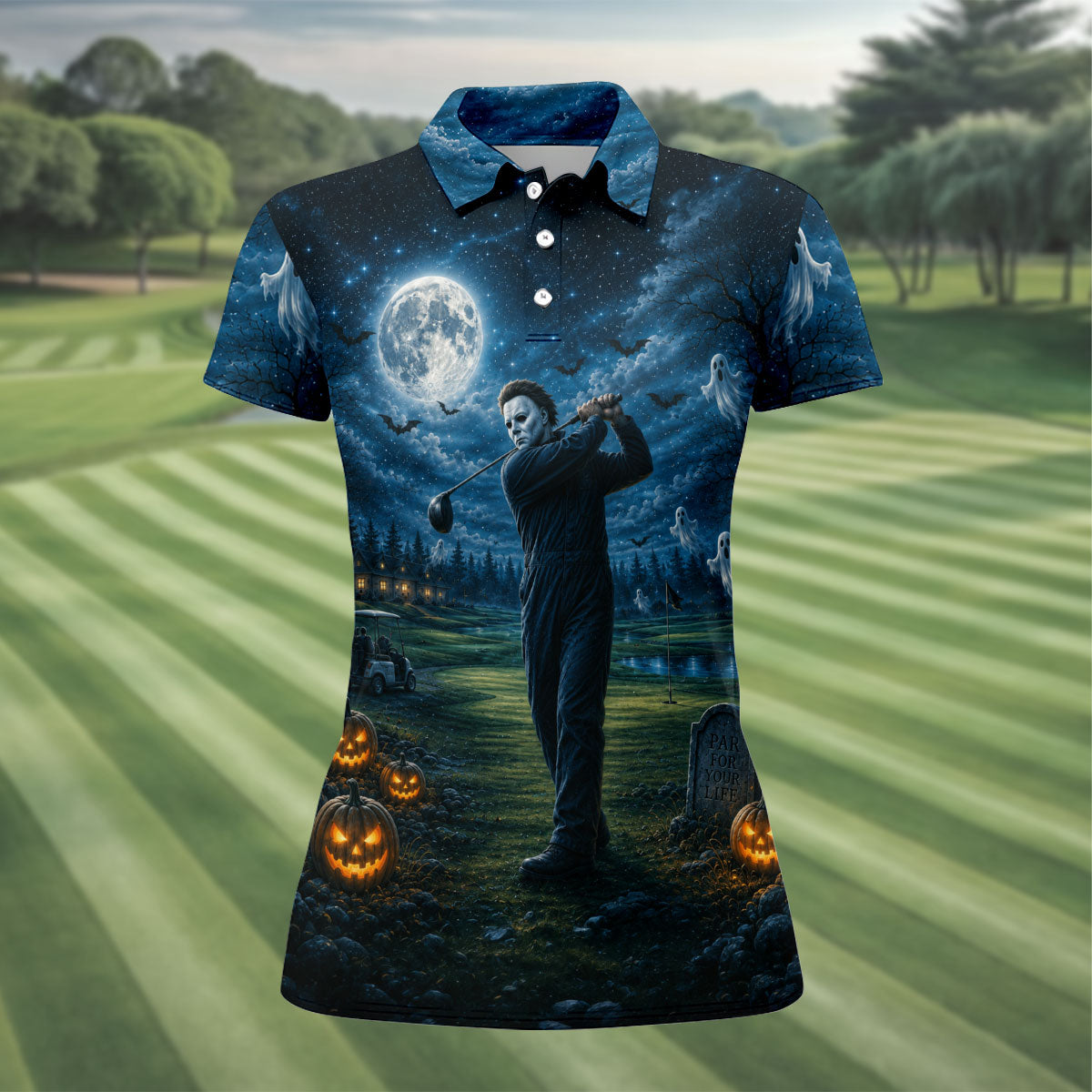 You Can't Kill The Bogeyman Halloween Ghost Polo Shirt, Women’s Golf Polo, Ladies Golf Top