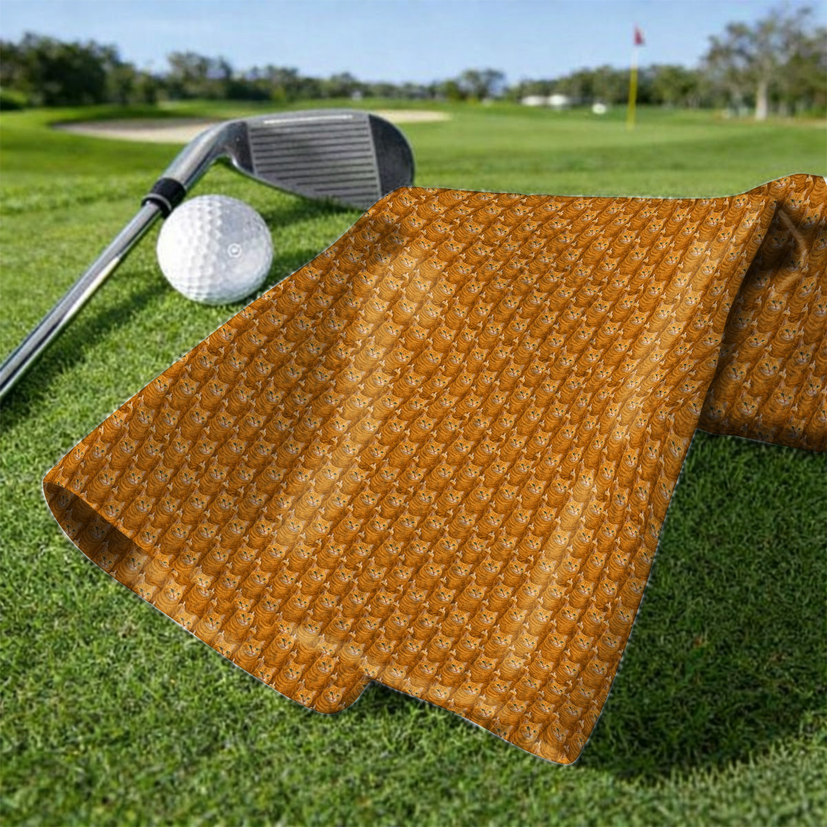 Ginger Cat Pattern Golf Towels, Funny Cats Golf Towel, Golf Gift For Golfer