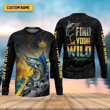 Find Your Wild Swordfish Fishing SPF Shirt For Men, Gift For Fisherman, Men's Fishing Shirt