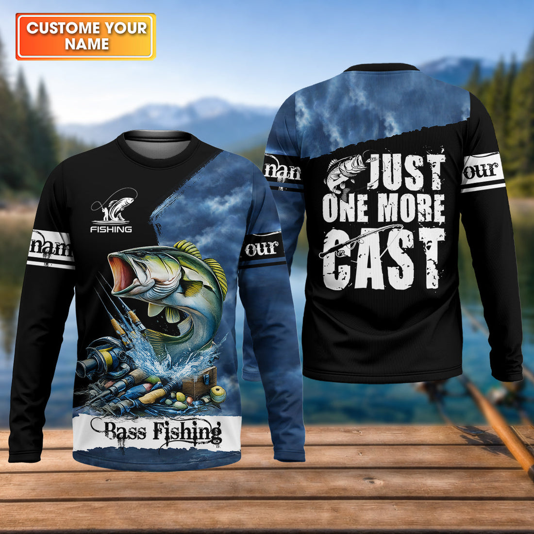 Just One More Cast Personalized Fishing UPF Shirt, Bass Fishing, Funny Fishing Shirt For Men