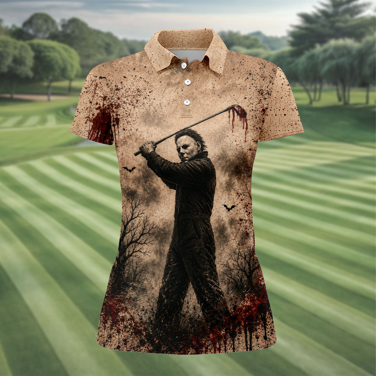 You Can't Kill The Bogeyman Halloween Golf Polo Shirt, Ladies Golf Shirt, Womens Golf Tops