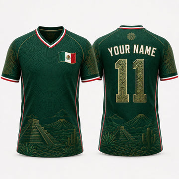 Mexican Landscape Fooball Shirt, V-Neck For Men Football Lover, Mexico Team Football Gifts
