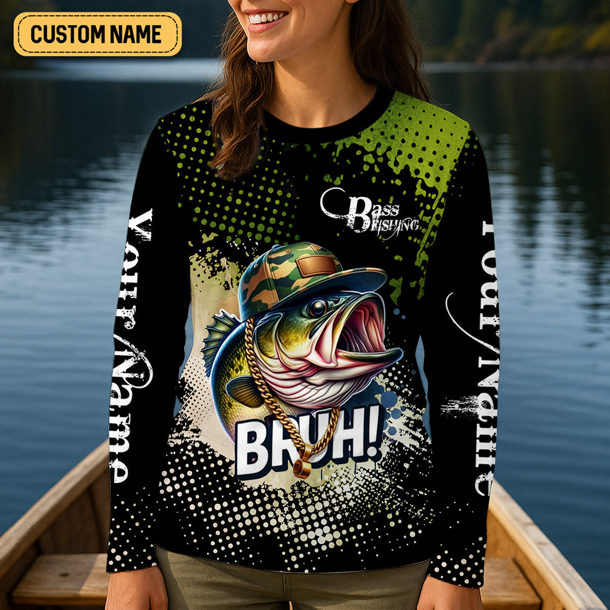 Bass Fishing Shirt, Fishing UPF Shirts, Team Fishing Shirt, SPF Long Sleeve Shirts Womens