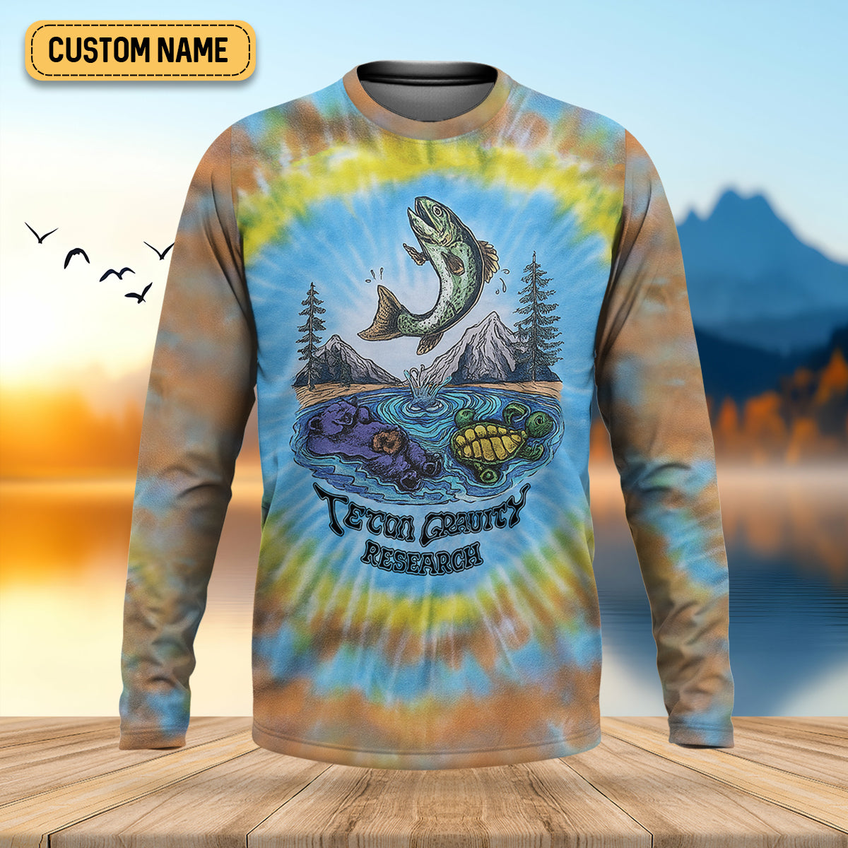 Tie Dyed Pattern Fishing UPF Shirts, Fishing Gifts For Men, Men's Fishing Shirt, Fishing Shirts For Men