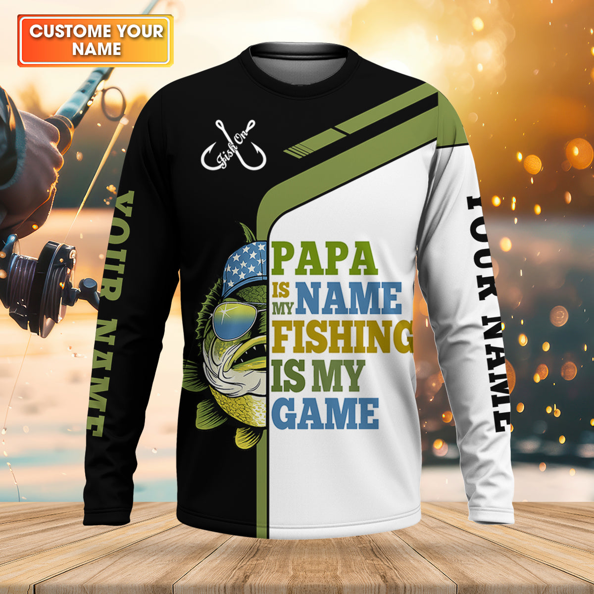 Papa Is My Name Fishing Is My Game Funny Fishing Shirt For Dad, Fishing UPF Shirts, Fishing Shirts For Men