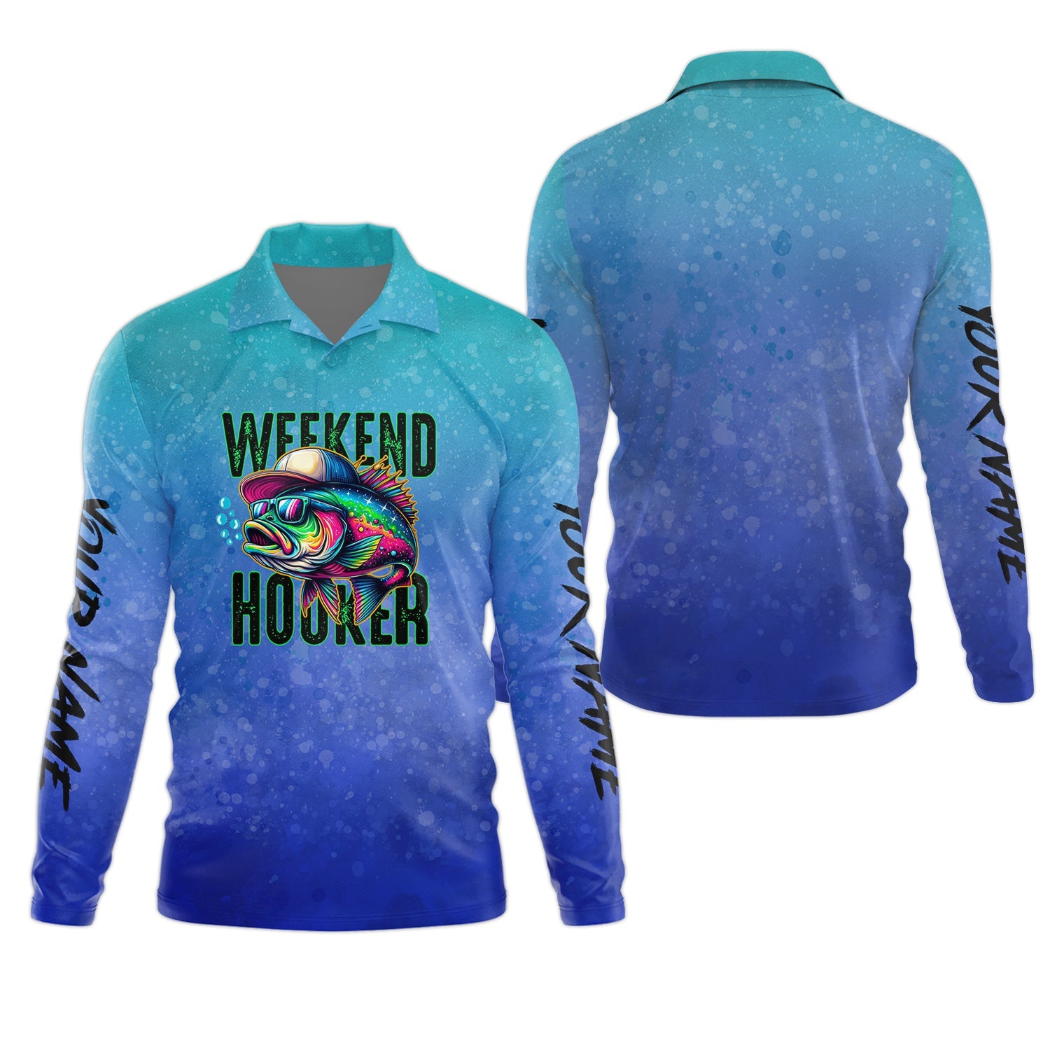 Weekend Hooker Blue Purple Fishing UPF Shirts, Long Sleeve Sun Shirt, Gift For Fisherman